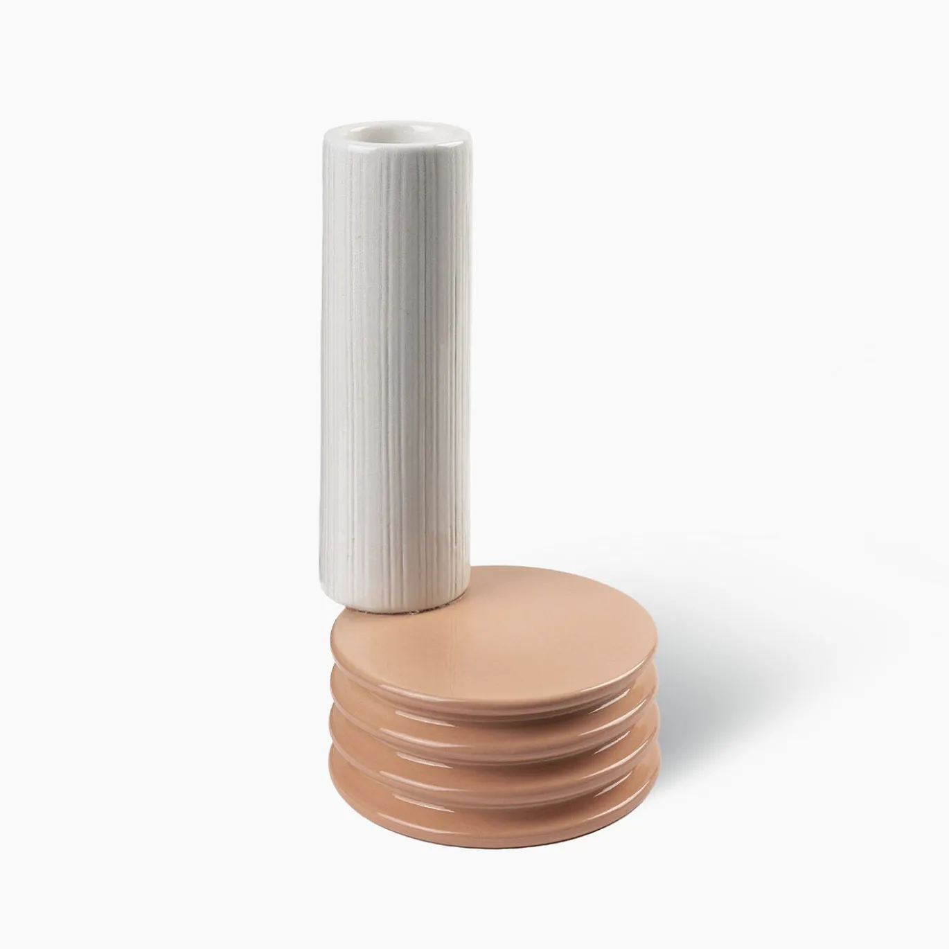Vaso a 2 elementi in bianco e terracotta di Quincoces-Dragò