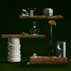 Vaso a forma di goccia grigio Bolle