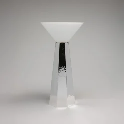 Vaso Alegria alto in ottone argentato con coppa in vetro opalino