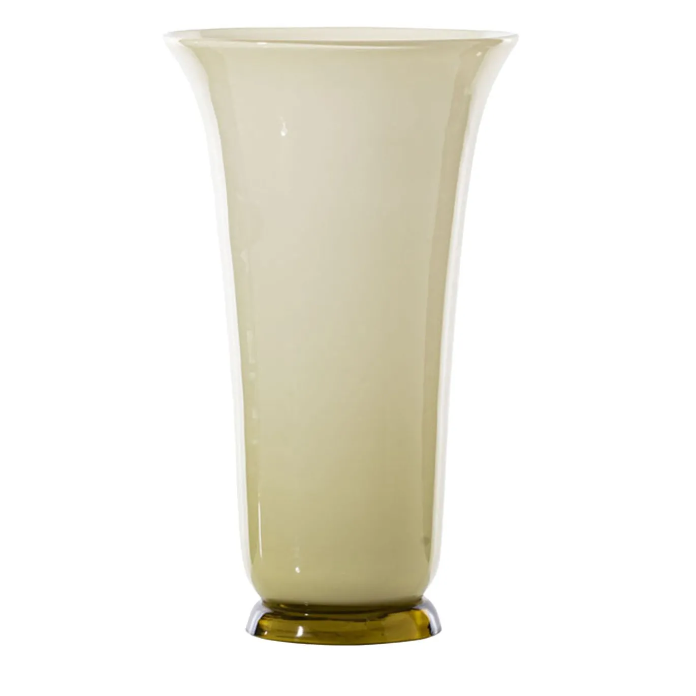 Vaso alto Anni Trenta in vetro opalino color paglierino