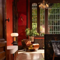 Vaso alto in cristallo e oro Aureum