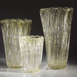 Vaso alto in cristallo e oro Aureum
