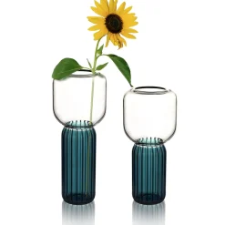 Vaso alto in vetro blu Lollo