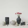 Vaso Alto in Vetro di Murano Nero e Bianco Olla