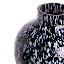 Vaso Alto in Vetro di Murano Nero e Bianco Olla
