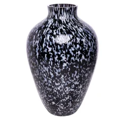 Vaso Alto in Vetro di Murano Nero e Bianco Olla