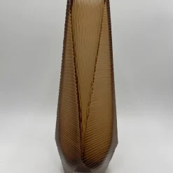 Vaso Alto in Vetro Marrone con Doppia Smerigliatura