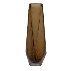 Vaso Alto in Vetro Marrone con Doppia Smerigliatura