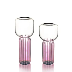 Vaso alto in vetro rosa Lollo