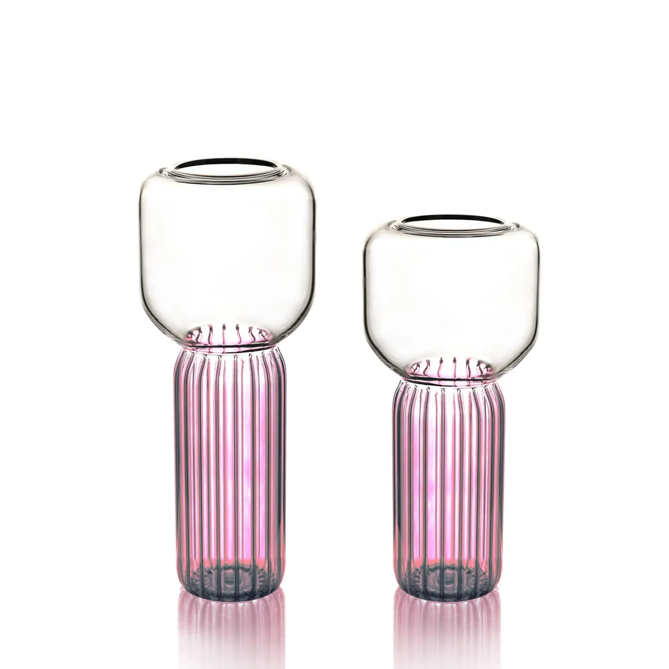 Vaso alto in vetro rosa Lollo