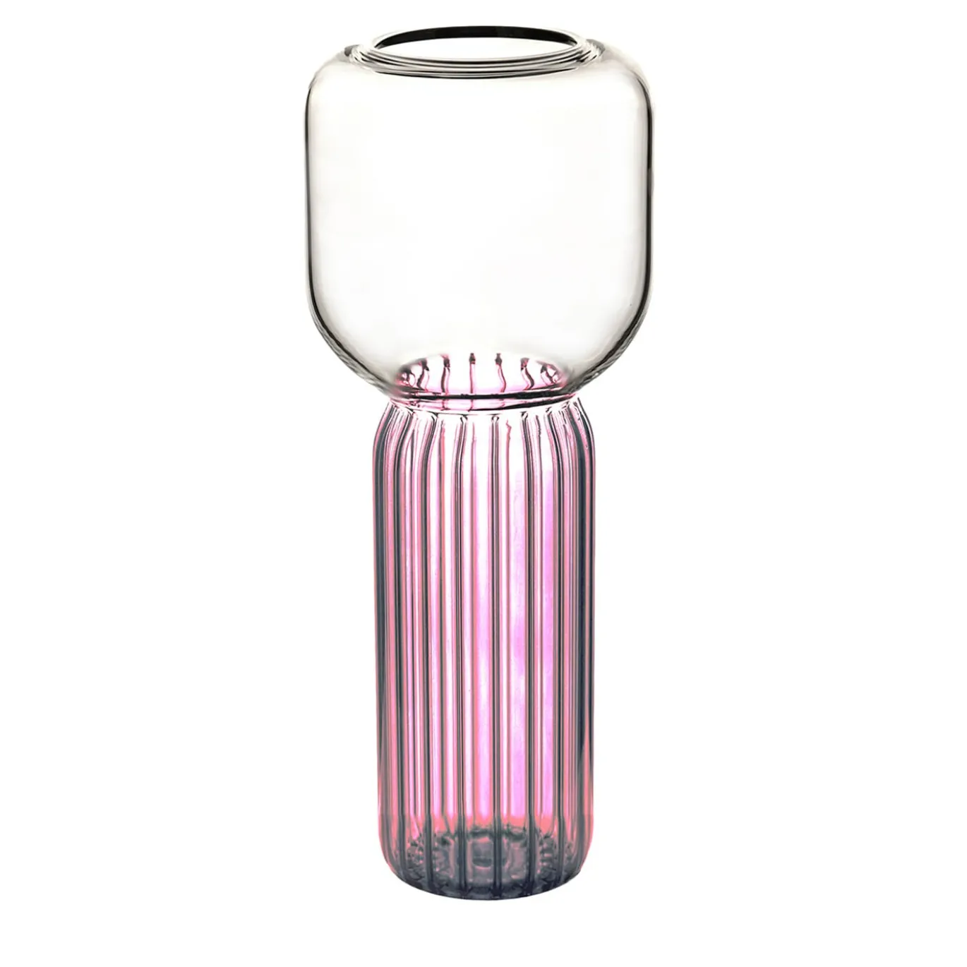 Vaso alto in vetro rosa Lollo