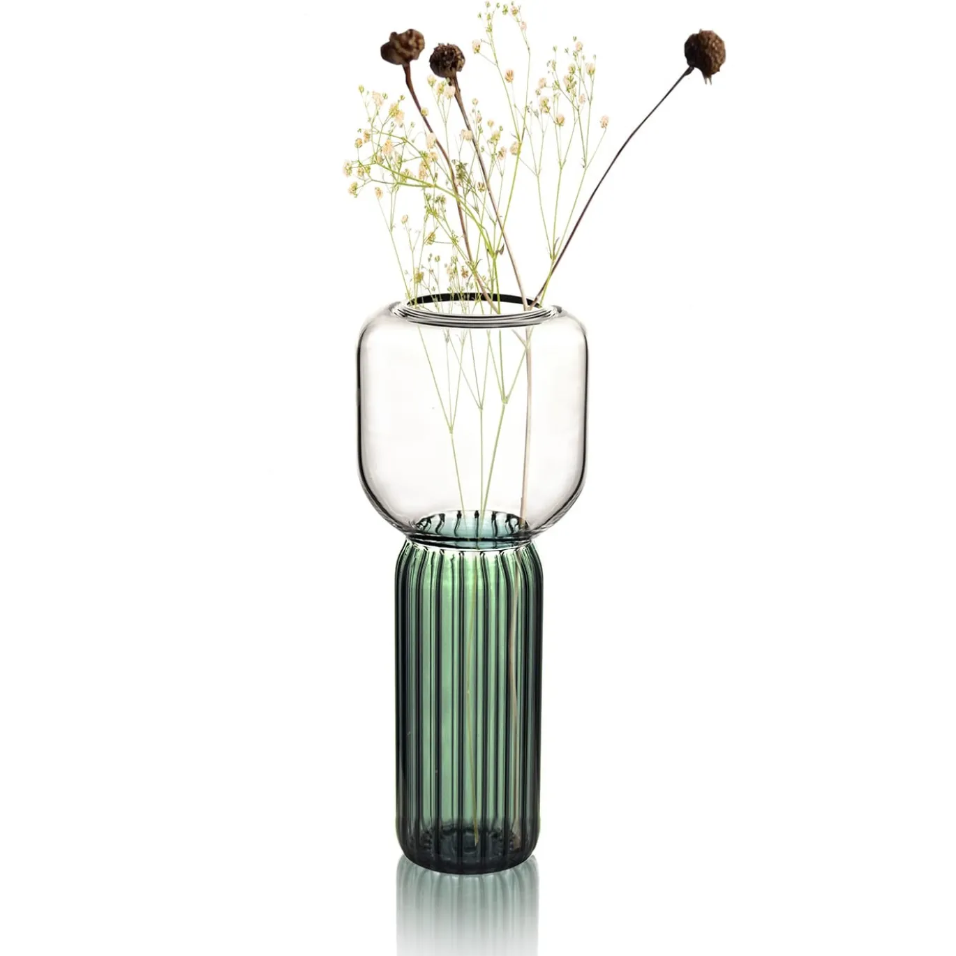 Vaso alto in vetro verde Lollo