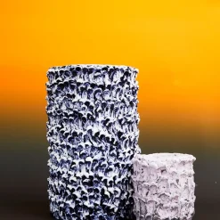 Vaso alto Onda Izmir blu e bianco opaco