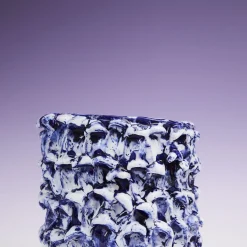 Vaso alto Onda Izmir blu e bianco opaco