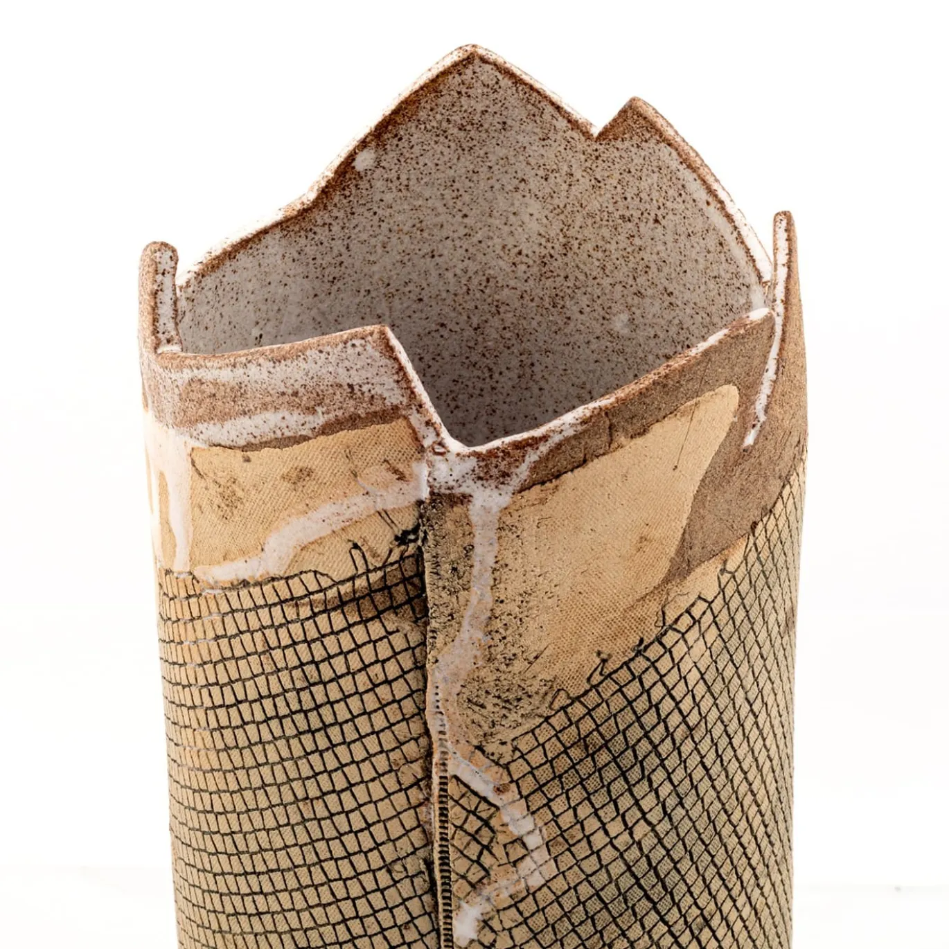 Vaso Alto Tower in Gres Beige e Grigio