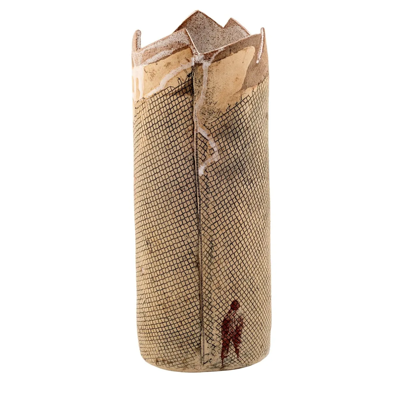 Vaso Alto Tower in Gres Beige e Grigio