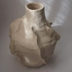 Vaso Anfora in ceramica color crema