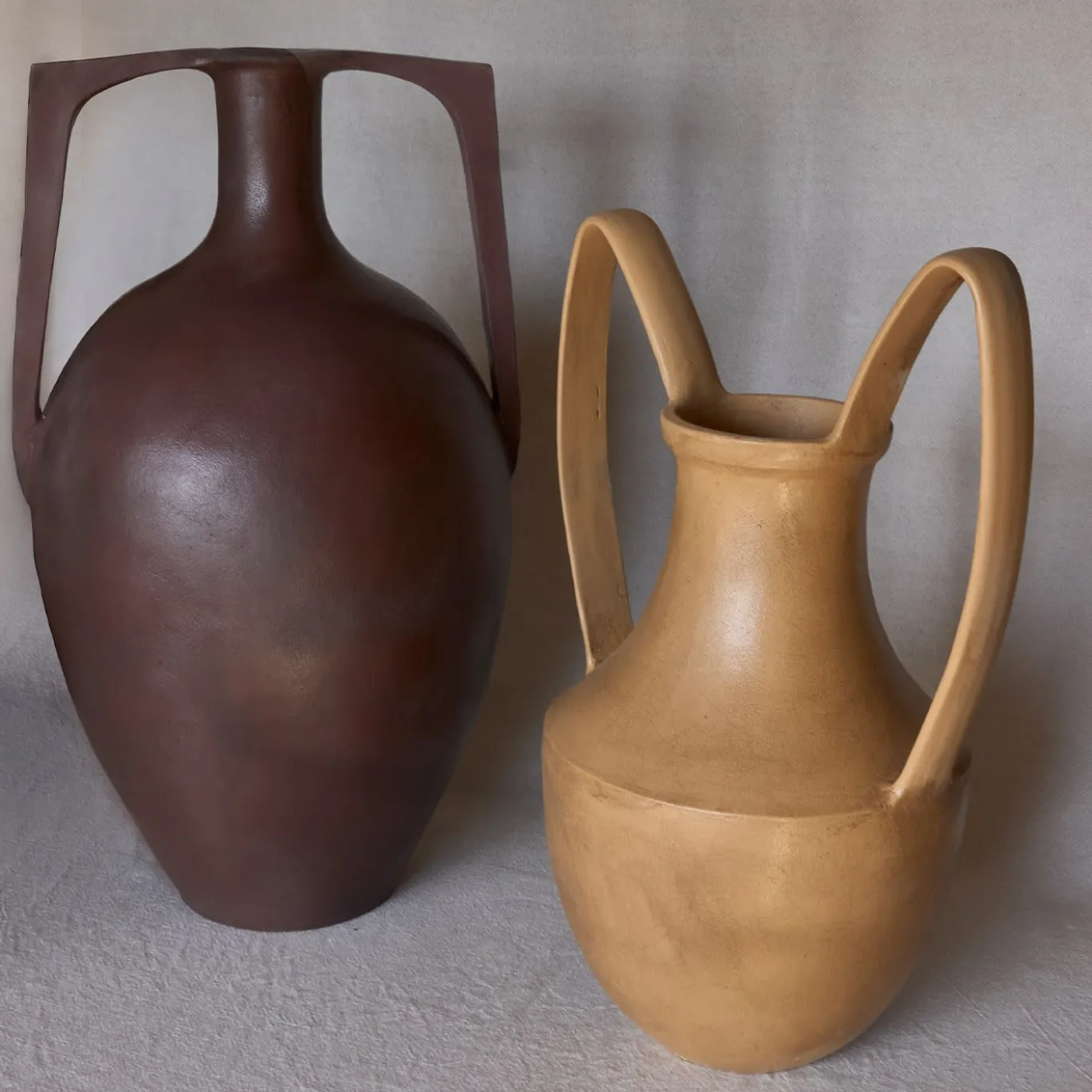 Vaso Anfora 3 in Ceramica Marrone