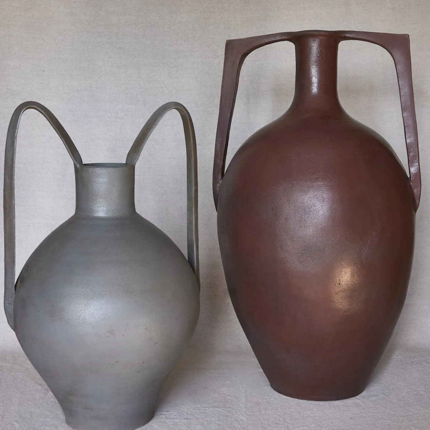 Vaso Anfora 3 in Ceramica Marrone