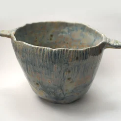 Vaso Anfora in ceramica smaltata azzurra
