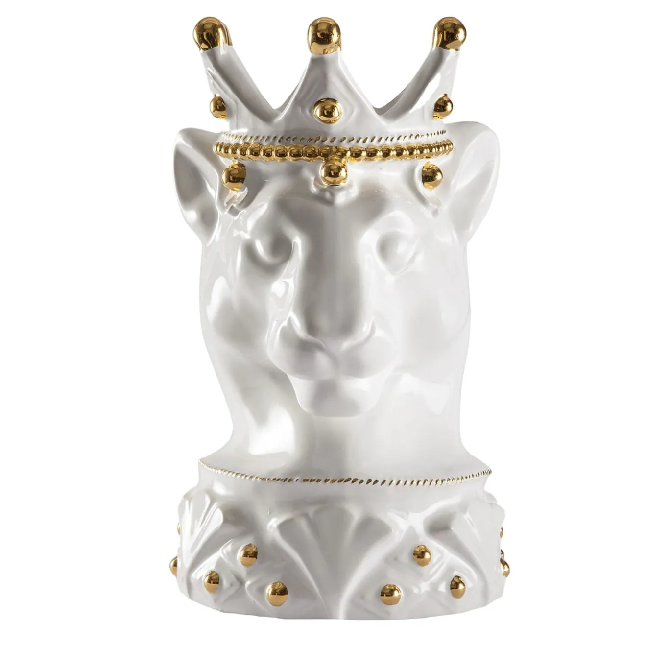 Vaso Animalier Puma Bianco in ceramica