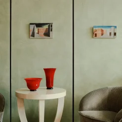 Vaso Anni Trenta in Vetro Soffiato Rosso di Paolo Venini
