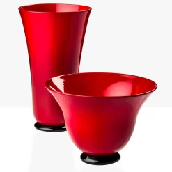 Vaso Anni Trenta in Vetro Soffiato Rosso di Paolo Venini