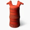 Vaso arancione con figure di cavallo di Aldo Londi
