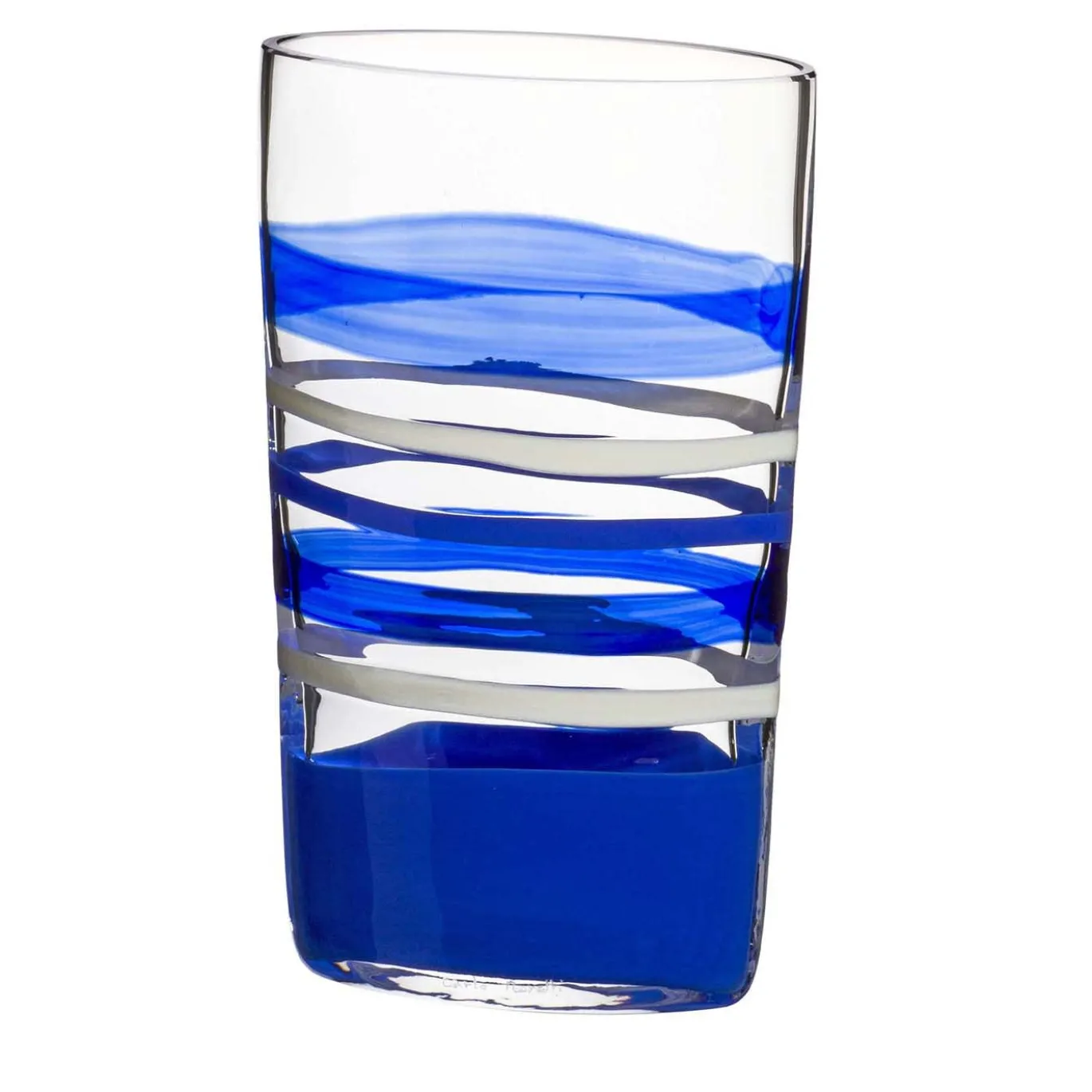 Vaso Arco a righe blu trasparente di Carlo Moretti