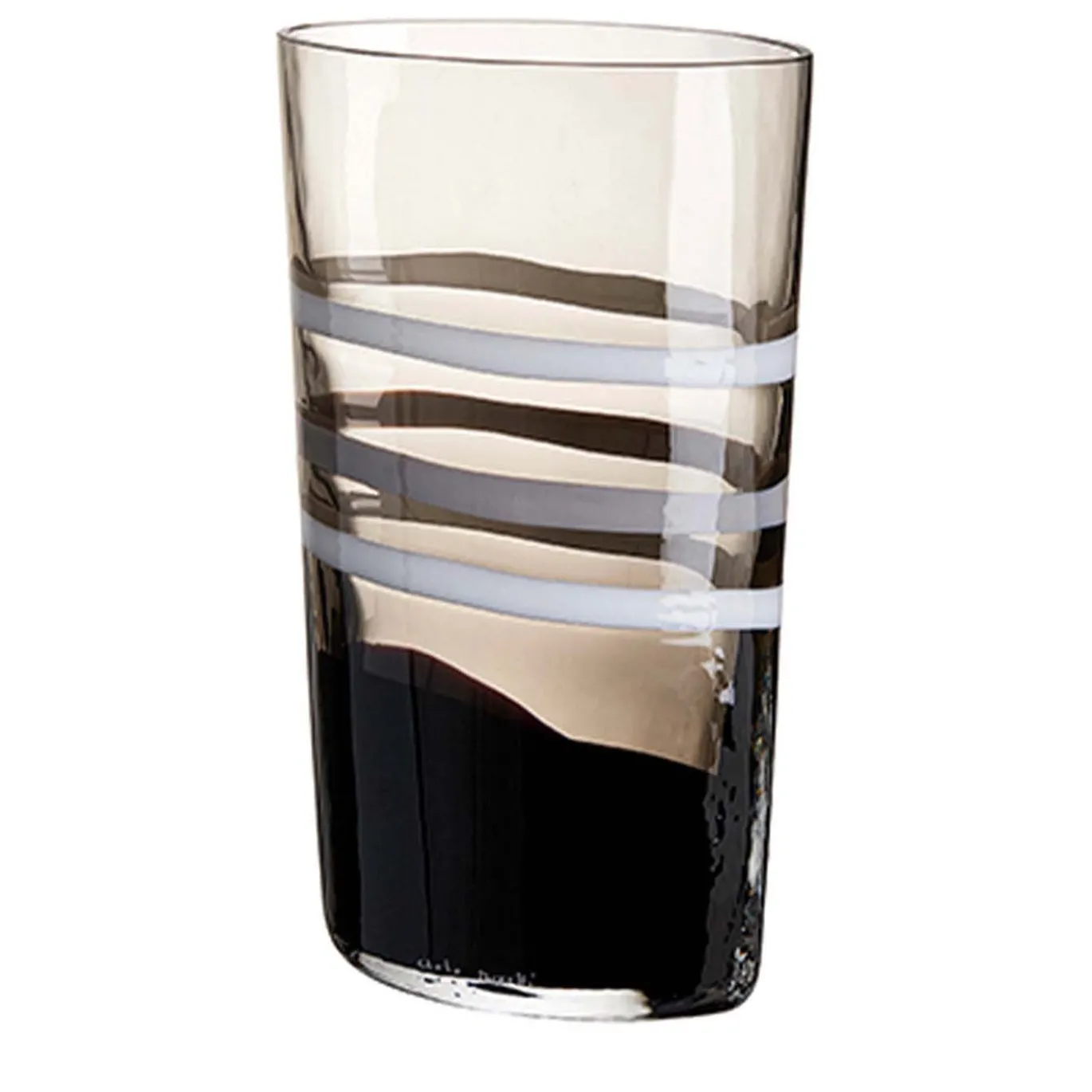Vaso Arco a righe marrone trasparente di Carlo Moretti