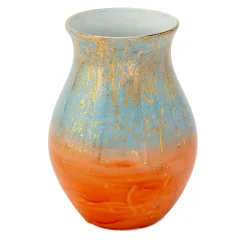 Vaso Artemis Fire in porcellana arancione e azzurra