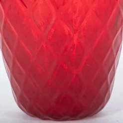 Vaso 1950 Balloton Grande Rosso con Bordo Azzurro in Vetro di Murano