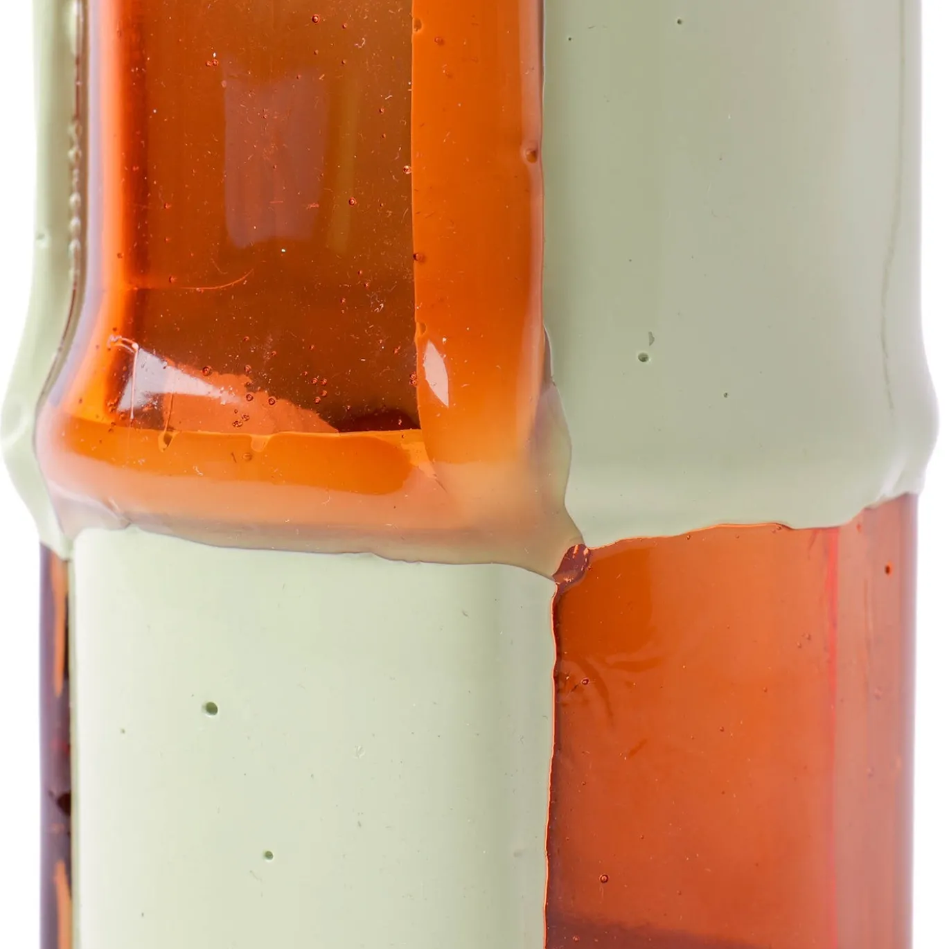 Vaso Bamboo grande in resina rubino chiaro e verde oliva di Enzo Mari