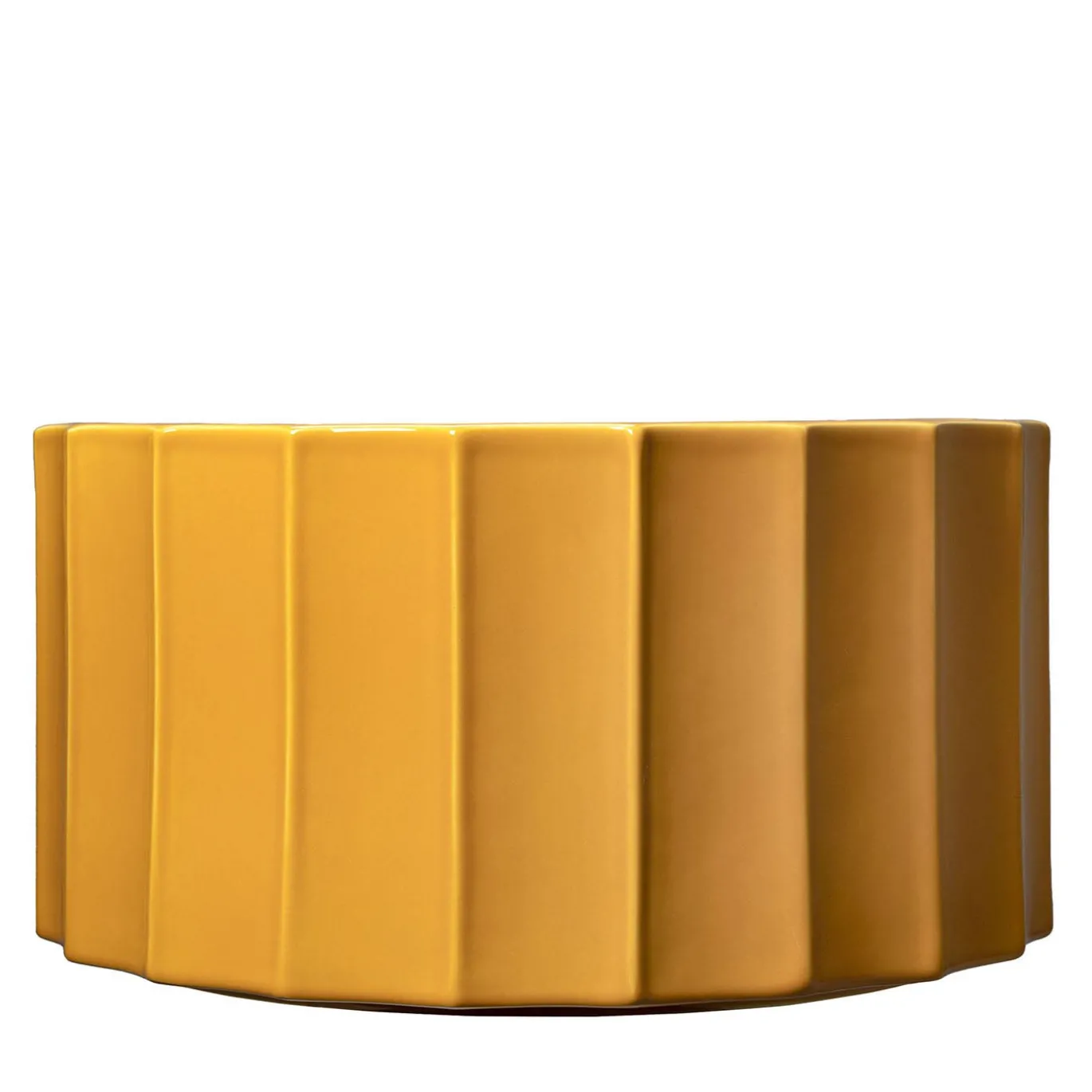 Vaso basso in ceramica gialla Half-Column di Objects Of Common Interest