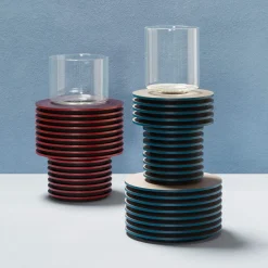 Vaso basso in velluto bicolore