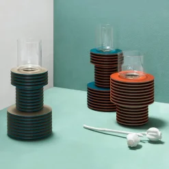 Vaso basso in velluto bicolore #2
