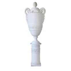 Vaso Bechelier con colonna in ceramica smaltata bianca