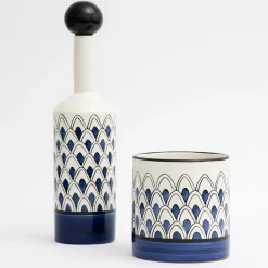 Vaso blu cilindrico Gemini