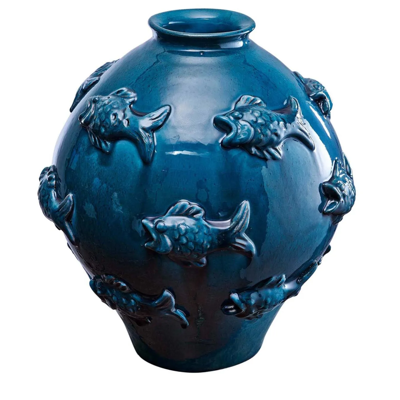 Vaso blu Pesci In Rilievo