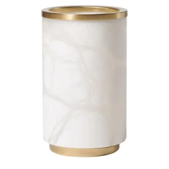 Vaso Borealis in alabastro bianco e ottone satinato