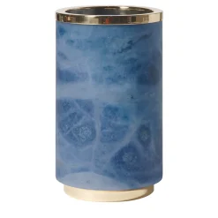 Vaso Borealis in alabastro blu e ottone lucido