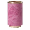 Vaso Borealis in alabastro rosa e ottone satinato