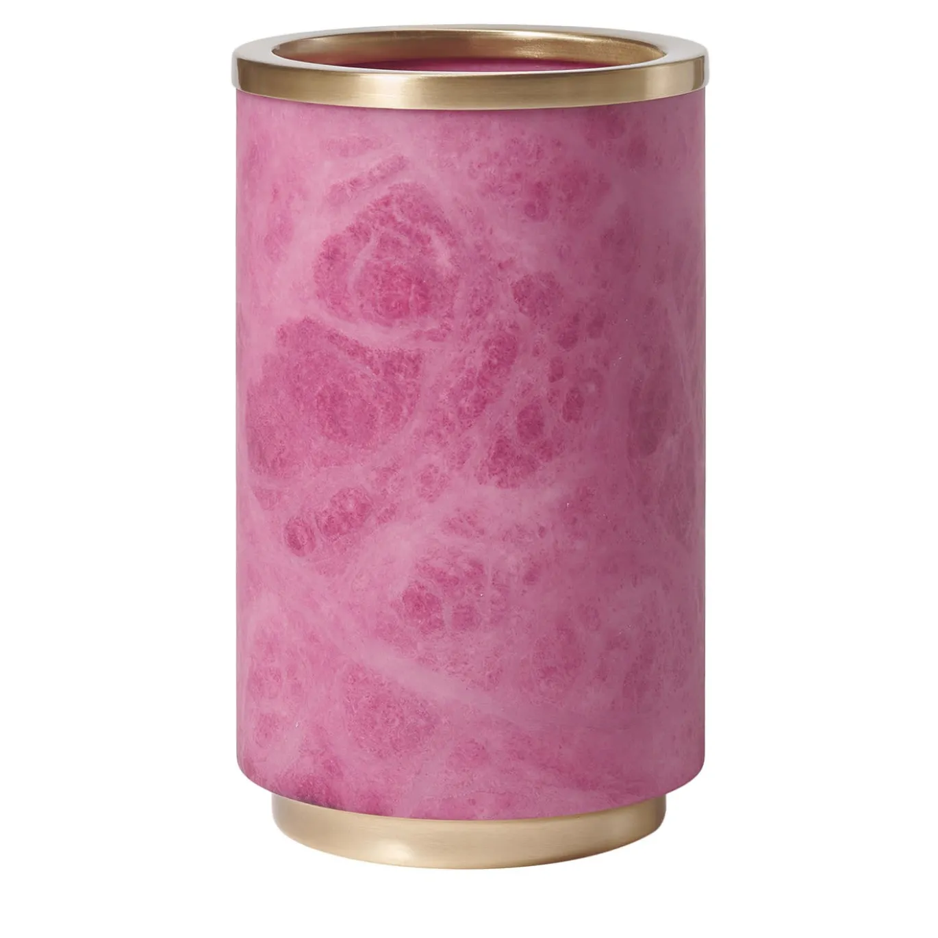 Vaso Borealis in alabastro rosa e ottone satinato