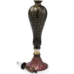 Vaso Bottiglia con Coperchio Stmat in Vetro Nero e Rosso Rubino