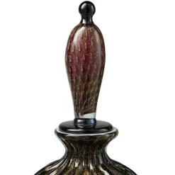 Vaso Bottiglia con Coperchio Stmat in Vetro Nero e Rosso Rubino