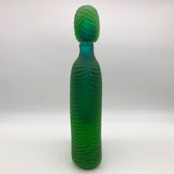 Vaso Bottiglia con Coperchio in Vetro Verde di Toso Cristiano e Renzo Vianello