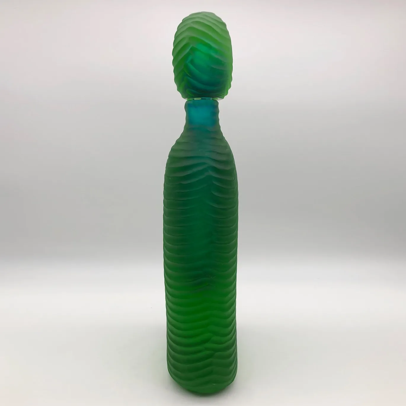 Vaso Bottiglia con Coperchio in Vetro Verde di Toso Cristiano e Renzo Vianello