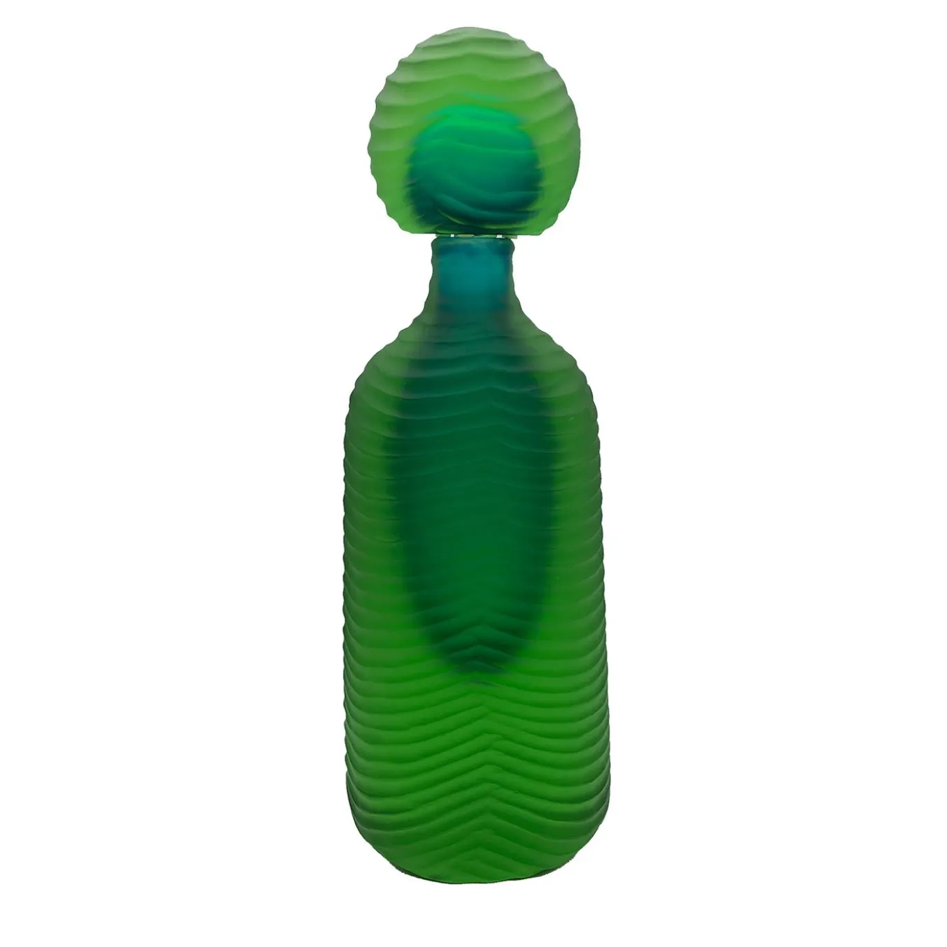 Vaso Bottiglia con Coperchio in Vetro Verde di Toso Cristiano e Renzo Vianello
