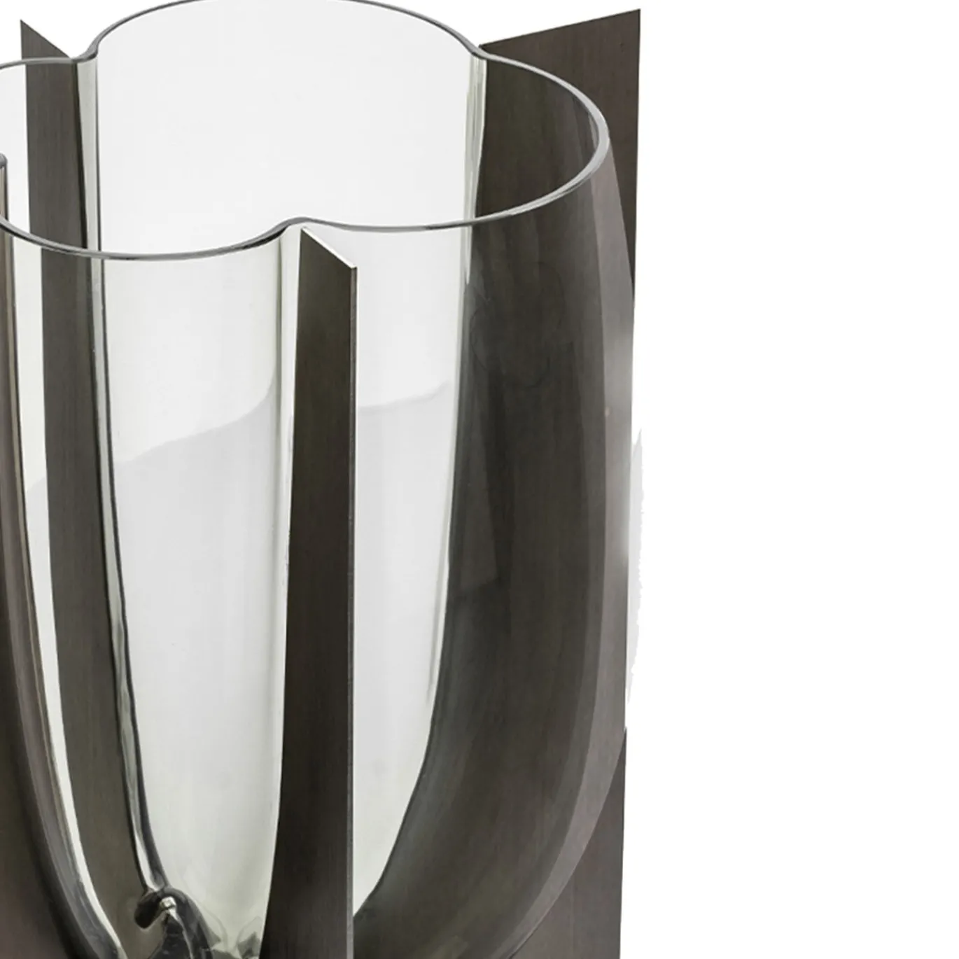 Vaso Bouble grande in vetro fumé grigio e metallo
