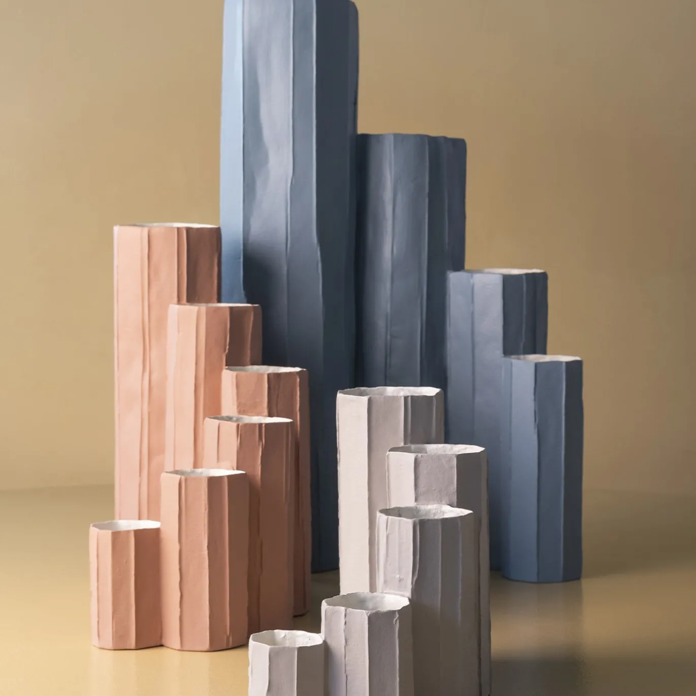 Vaso Bruco Corteccia E6/Grigio azzurro